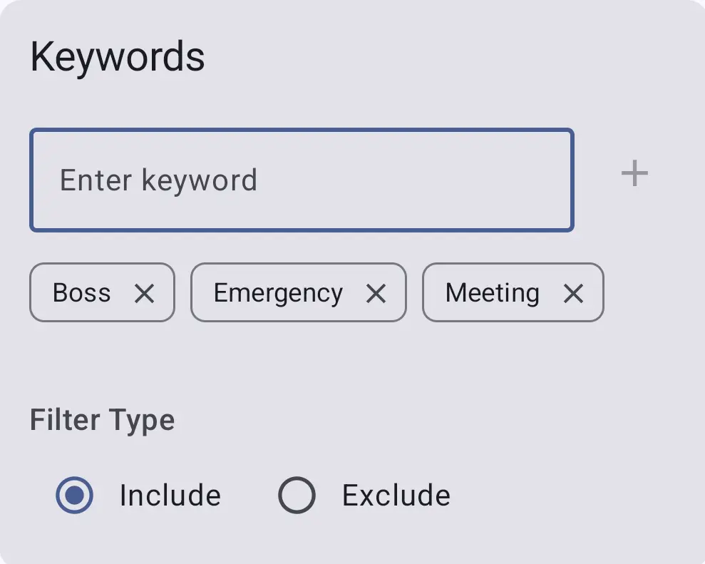 How to set custom keywords