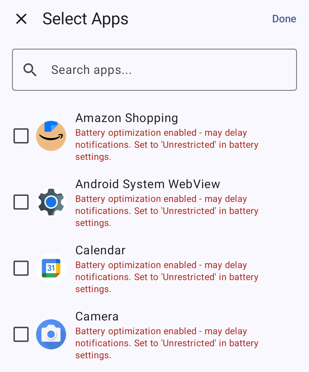 How to set filters by app